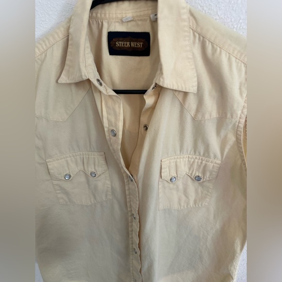 Pale Yellow Vintage Western Button Up Tank - Picture 5 of 7